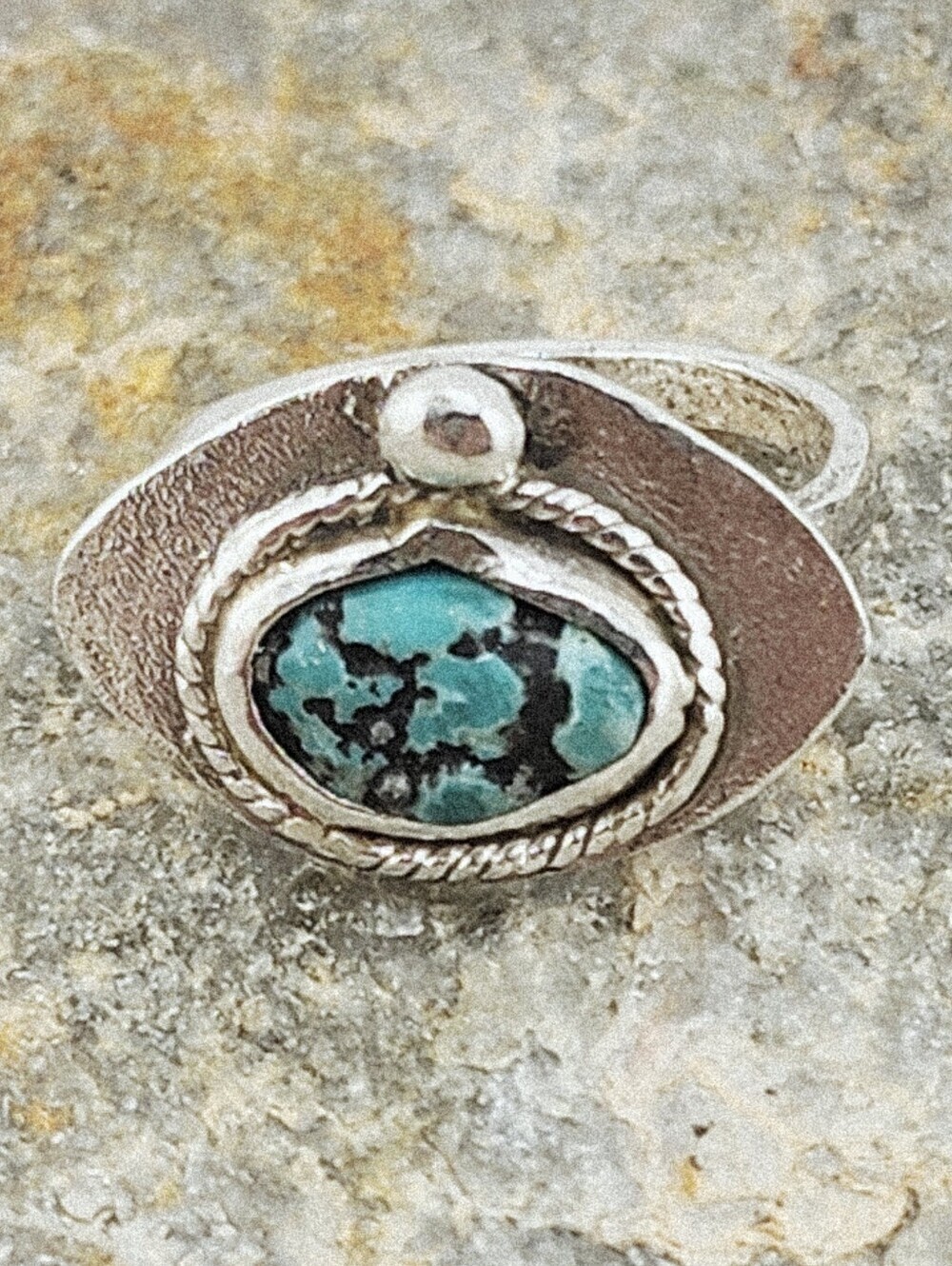 TURQUOISE BOHEMIAN RING HANDMADE IN RECYCLED STERLING SILVER SIZE 7 - Picture 5 of 14